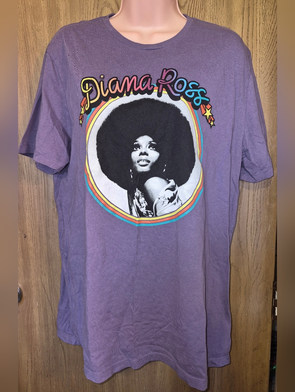 Diana Ross Graphic T Shirt Old Navy  Short Sleeve Crew Neck Purple  L large